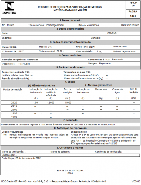 Imagem 6 - Registro de Medição